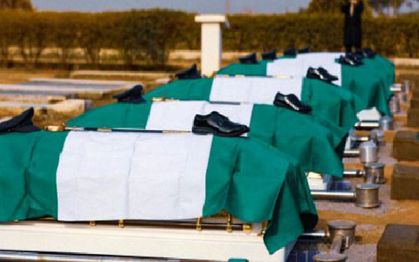 Burial of 7 NAF Officers Commences At Abuja Military Cemetery
