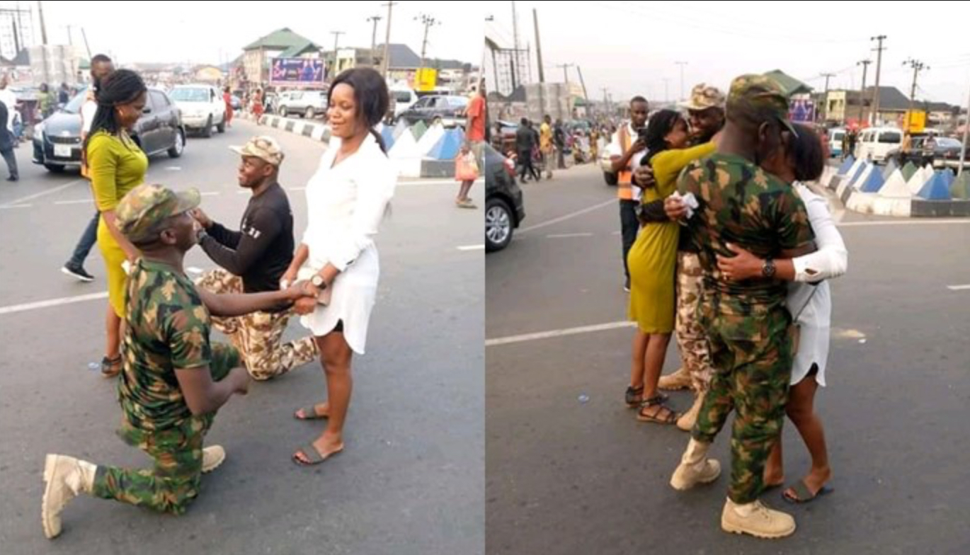 Nigerian Soldiers Proposed To Lovers On A Highway