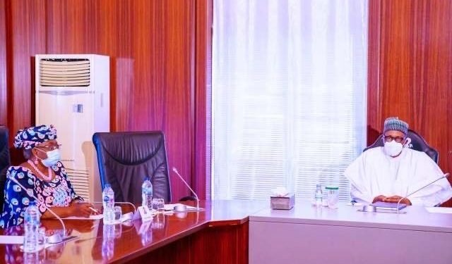 Photo: Buhari, Okonjo-Iweala meet in Aso Rock