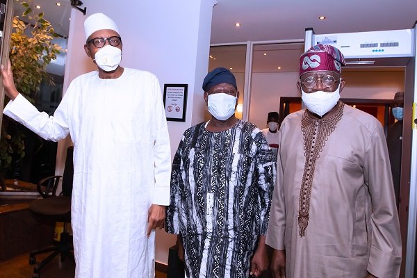 PHOTOS: Tinubu, Zulum, Akande Meet Buhari In Abuja Over Insecurity