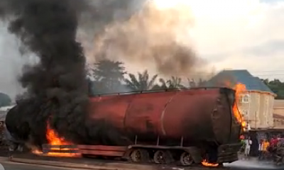 Two Killed, 14 Buses Burnt As Petrol Tanker Falls Into Ditch In Anambra