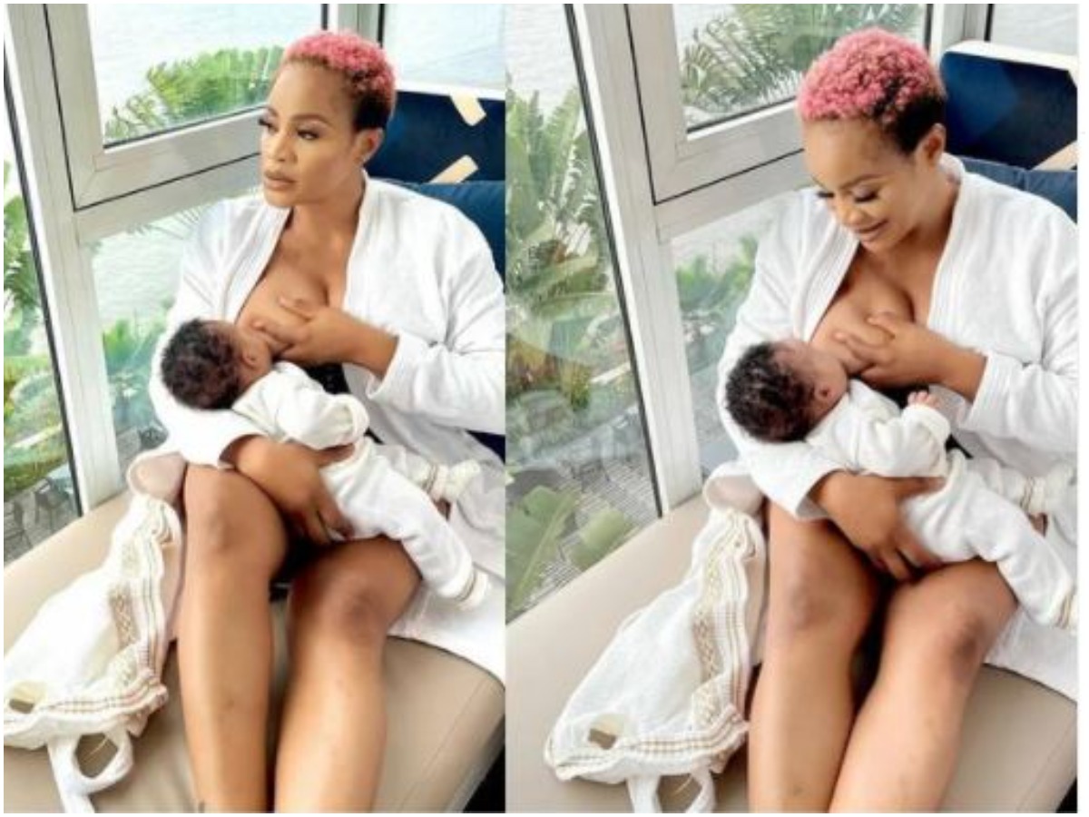 Uche Ogbodo breastfeeding
