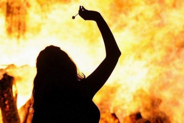 woman ablaze