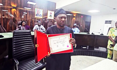 Adamawa Poll: Fintiri, Deputy Receive Certificates Of Return In Abuja