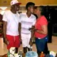 Mother son kiss birthday