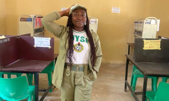 Corps Member, Mary James, rebuilds library from ruined building in village school