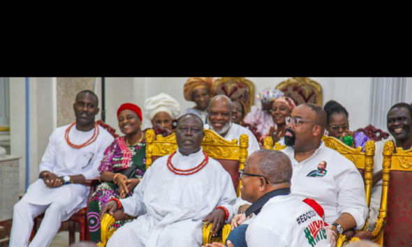 Reno shares photo of Obi kneeling before Oba