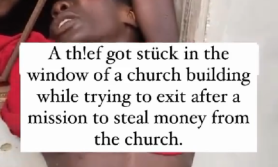 Thief gets stuck in church window