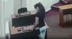 Chess champion caught on camera before