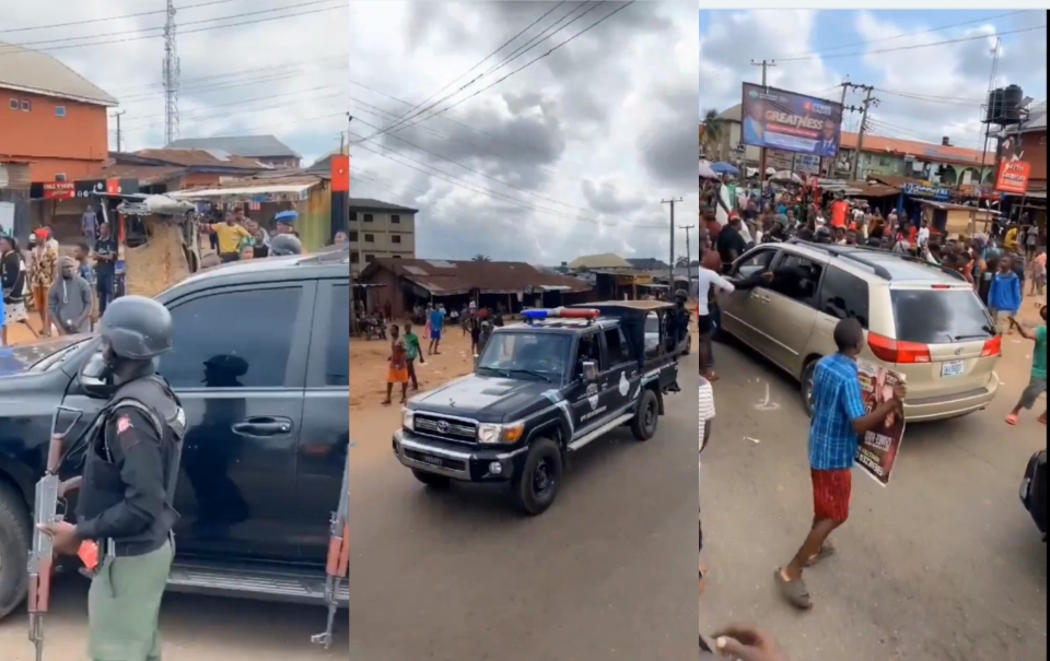 Protesters police Agbor Road In Benin