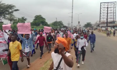 Protesters at Freedom Park security