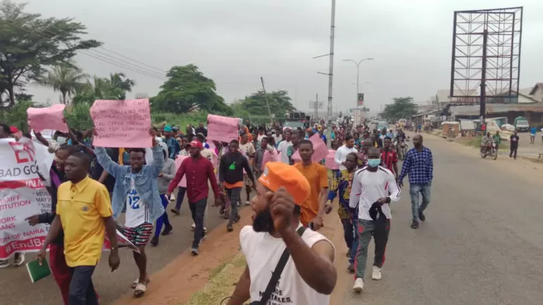 Protesters at Freedom Park security