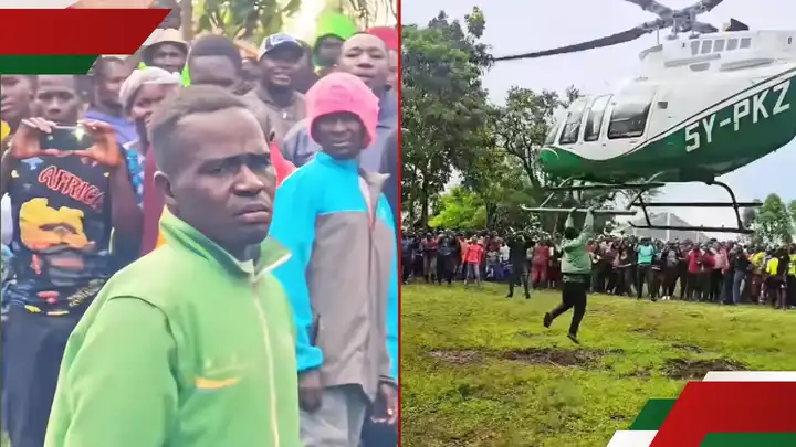 Man Hangs On Helicopter Kenya